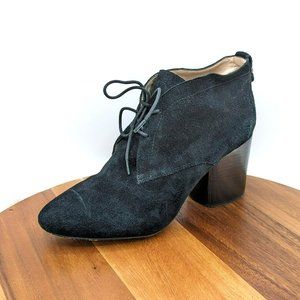 French Connection Dinah Ankle Booties 10 41 Black Suede Lace Up Block Heel Goth